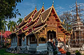 Chiang Mai - The Wat Phra Singh temple. The small Viharn Lai Kham (Gilded Hall) a classic Lanna architecture. 